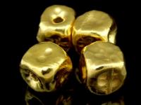 KG-153 24K gold vermeil 2 thai karen hill tribes handmade silver hammered cube bead 