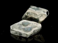 KI-042 Thai karen hill tribe handmade silver 3 rough rhombus shape bead