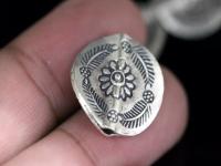 2KH-035 thai karen hill tribe handmade silver 2 flower print round bead