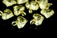 KG-620 Thai karen hill tribe silver 6 gold vermeil fancy heart charm