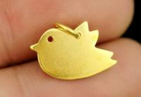 KG-549 Thai karen hill tribe silver 4 gold vrmeil medium die cut chick bird shape charm