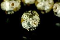 KG-630 Thai karen hill tribe silver 2 gold vermeil fancy round puffy bead