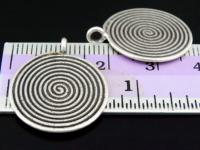 4KH-053 Thai karen hill handmade silver 2 spiral print rount dish charm