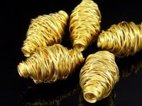 KG-255 24K gold vermeil Karen hill tribe handmade silver 1 wire wrap bicone bead