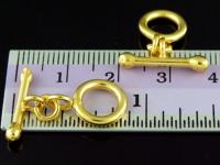 KG-112 24K gold vermeil Karen hill tribe handmade silver 2 plain round toggle