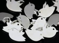3KH-130 Thai karen hill silver 6 small die cut chick bird shape charm