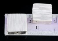 KV-052 Thai karen hill tribe handmade silver 1 line hammered scratch cylinder square shaped bead