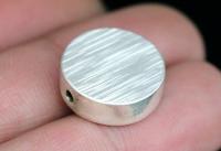 KV-031 Thai karen hill tribe handmade silver 1 line hammered scratch cylinder round shaped bead