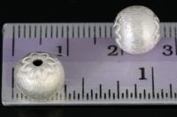 KO-001 Thai karen hill tribe silver 4 Leaf print brush round bead