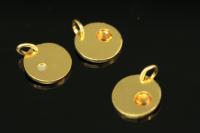 KG-589 thai karen hill tribe silver 1 gold vermeil round disc charm open jump ring with swarovski crystal birthstone(Nov:Topaz)