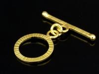 KG-352 24K gold vermeil 2 thai karen hill tribes silver hammered round toggle