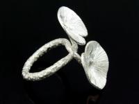 KY-032 Thai karen hill tribe handmade silver double lotus leaf ring