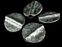8KH-033 Thai karen hill tribe handmade silver 4 black&white hammered round disc bead