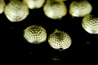 KG-632 Thai karen hill tribe silver 4 gold vermeil dot print round puffy bead