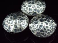 8KH-070 Thai karen hill handmade silver 1 Black&white hammered round puffy bead