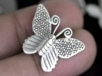 KA-007 thai karen hill tribe silver 2 butterfly pendants