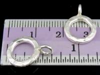 3KH-073 Thai karen hill tribe handmade silver 3 hammered round ring charm