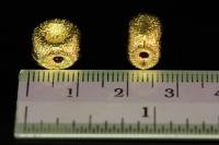 KG-217 thai karen hill tribes silver 2 gold vermeil sandblast cube bead