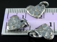 8KH-006 Thai karen hill tribe handmade silver 5 black&white hammered heart disc charm