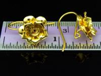 KG-495 Thai karen hill tribes handmade 24K gold vermeil over silver pair wild flower rose earring 