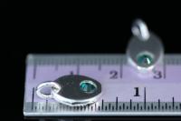8KH-130 thai karen hill tribe silver 1 pebble charm open jump ring with swarovski crystal birthstone(May:Emerald)