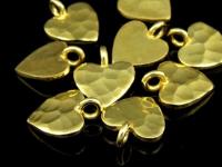 KG-338 24k gold vermeil thai karen hill tribe handmade silver 4 hammered (single side) heart shape charms