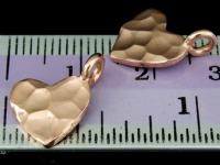 KZ-101 24K rose gold vermeil thai karen hill tribe handmade silver 4 hammered heart shape charm
