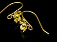 KG-485 Thai karen hill tribes handmade 24K gold vermeil over silver pair wild flower earring 