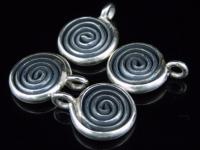 8KH-079 Thai karen hill handmade silver 2 Black&white swirl wire charm