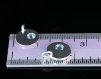 8KH-116 thai karen hill tribe silver 1 round disc charm open jump ring with swarovski crystal birthstone(Mar:Aquamarine)