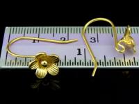 KG-487 Thai karen hill tribes handmade 24K gold vermeil over silver pair wild flower earring 