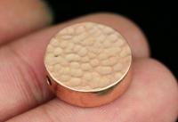 KZ-219 Thai karen hill tribe silver 2 rose gold vermeil hammered cylinder round shaped bead