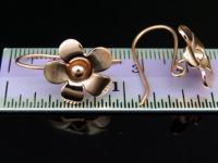 KZ-201 Thai karen hill tribe handmade 24k rose gold vermeil ower silver pair flower earring hook
