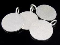 7KH-070 Thai karen hill tribe handmade silver 1 Sandblasted round disc charm