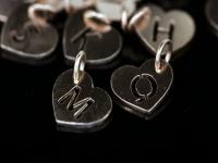 KZ-256 Thai karen hill tribe handmade silver 6 rose gold vermeil initial die cut heart charm