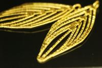 KG-601 24K gold vermeil 1 thai karen hill tribes handmade silver large fancy leaf charm