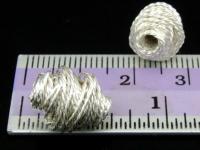 KS-037 Thai karen hill tribe handmade silver 2 Twist wire wrap bicone bead