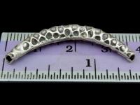 KS-026 Thai karen hill tribe handmade silver 1 hammered curved tube bead 