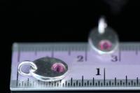 8KH-135 thai karen hill tribe silver 1 pebble charm open jump ring with swarovski crystal birthstone(Oct:Rose)