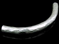 KS-034 Thai karen hill tribe handmade silver 1 huge hammered curved tube bead 