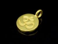 KG-428 24K gold vermeil Karen hill tribe handmade silver 4 om symbol disc charm
