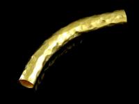 KG-133 24k gold vermeil 1 thai karen hill tribes handmade silver hammered curve tube bead