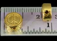 KG-110 Thai karen hill tribe handmade silver 2 gold vermeil peace sign cylinder shaped bead