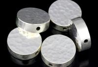 KV-036 Thai karen hill tribe handmade silver 2 hammered cylinder round shaped bead