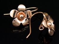 KZ-201 Thai karen hill tribe handmade 24k rose gold vermeil ower silver pair flower earring hook