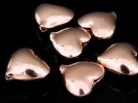 KZ-162 24K rose gold vermeil thai karen hill tribe handmade silver 2 smooth puffed heart shape bead