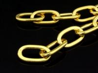 KG-481 24K gold vermeil Karen hill tribe handmade silver flat oval link chain 18 inch 