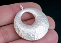 1KH-001 thai karen hill tribe silver 1 hammered puffed crescent charm