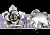 4KH-021 Thai karen hill tribe silver 1 large wild rose charm