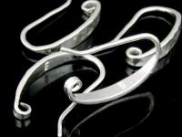 KA-121 Thai karen hill tribes over silver pair long hammered earring hook 